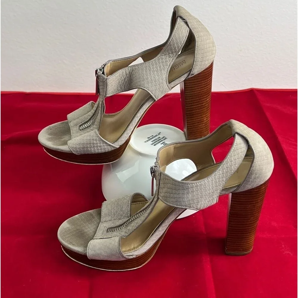 Michael Michael Kors Berkeley Snakeskin Leather T-Strap Platform Sandals, 8 - Picture 3 of 14